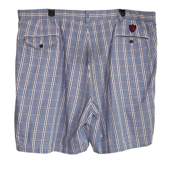 Polo Golf Ralph Lauren Plaid Mid-Rise Flat Front Golf Chino Short Blue/White 42 - Picture 2 of 5